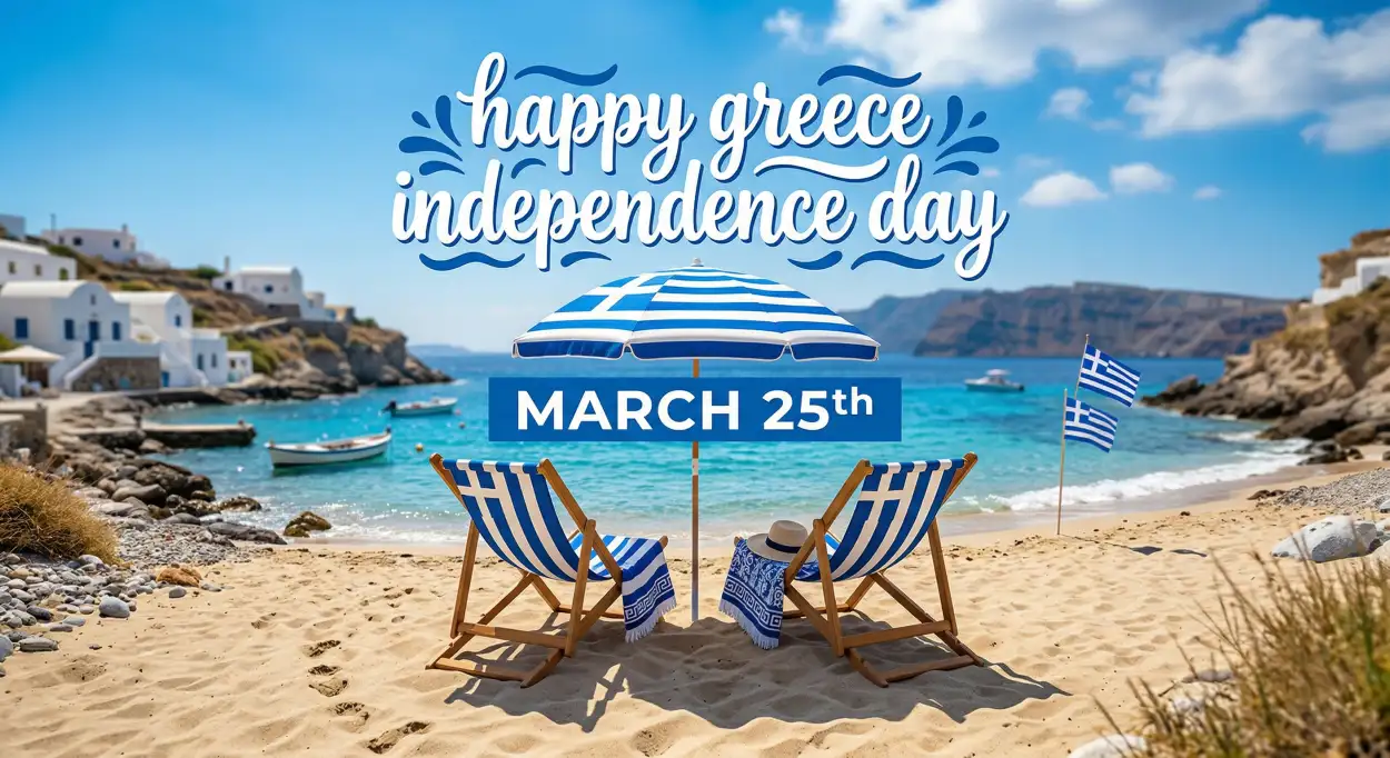 Free Download Greece Independence Day Short Captions - High Quality Happy Greece Independence Day 2026 Image