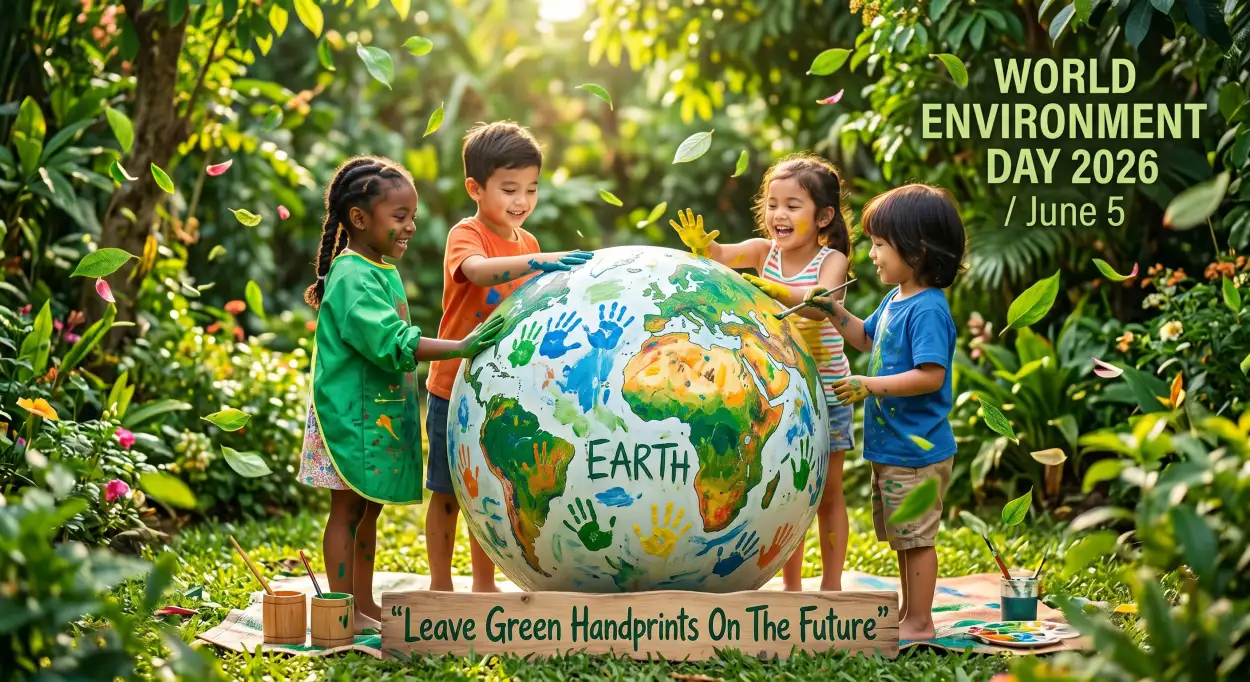 Free Download Green Environment Poster Making Ideas For Kids - High Quality World Environment Day Kids Artwork 2026 Image