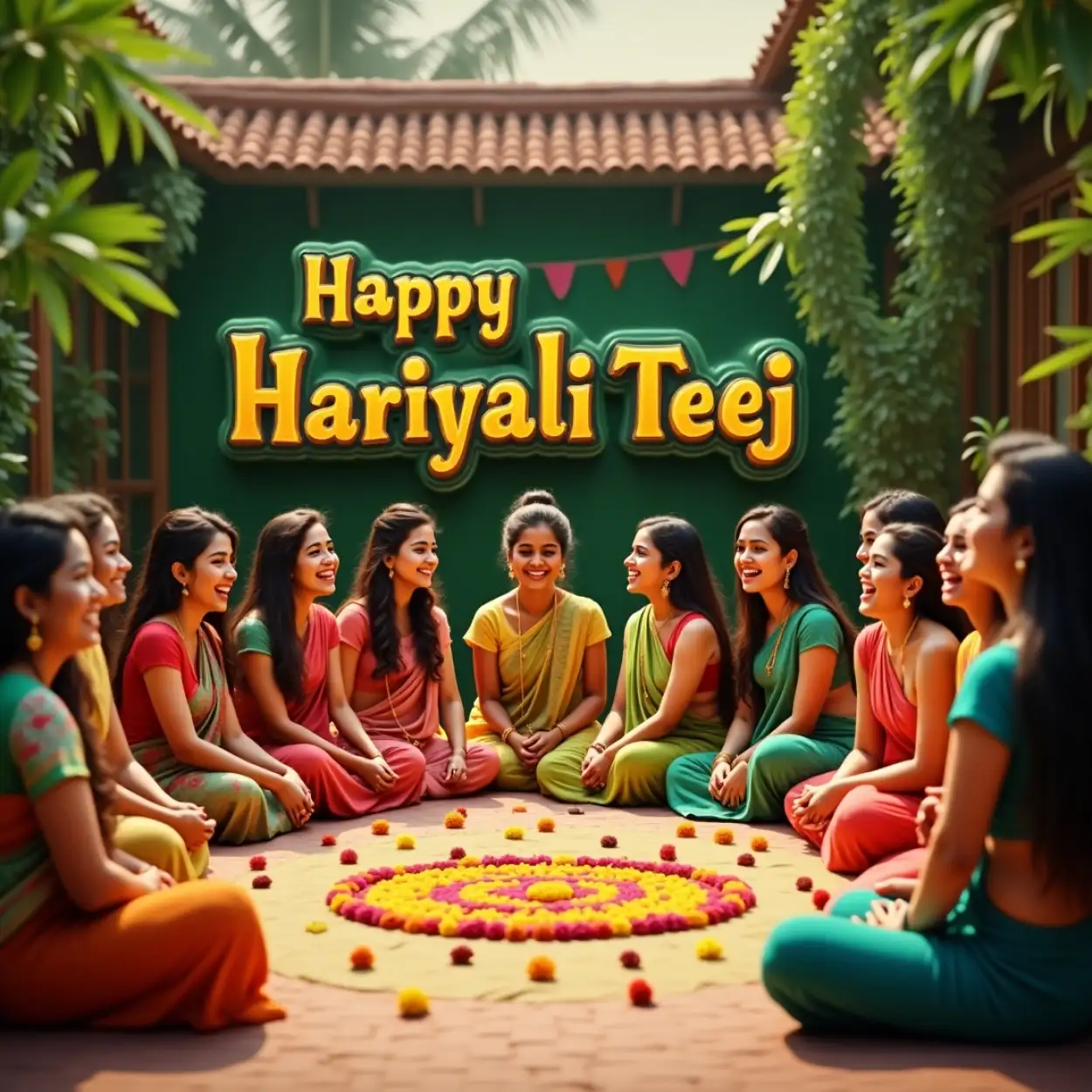green theme festival photo for teej