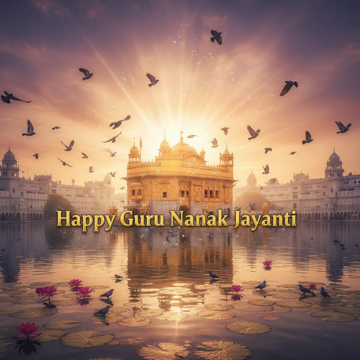 guru nanak dev ji jayanti 2025 3d golden calligraphy text