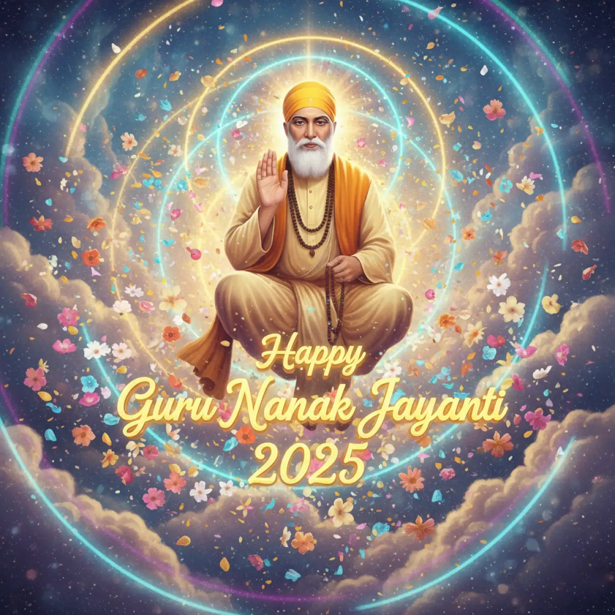 guru nanak jayanti 2025 image with golden temple and diya