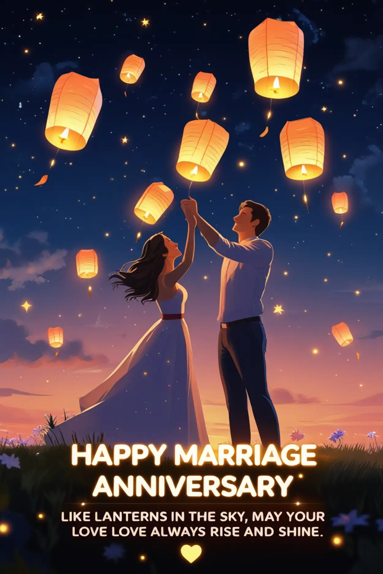 Free Download Happy Anniversary Banner With Couple Cartoon Illustration - High Quality Happy Marriage Anniversary Background