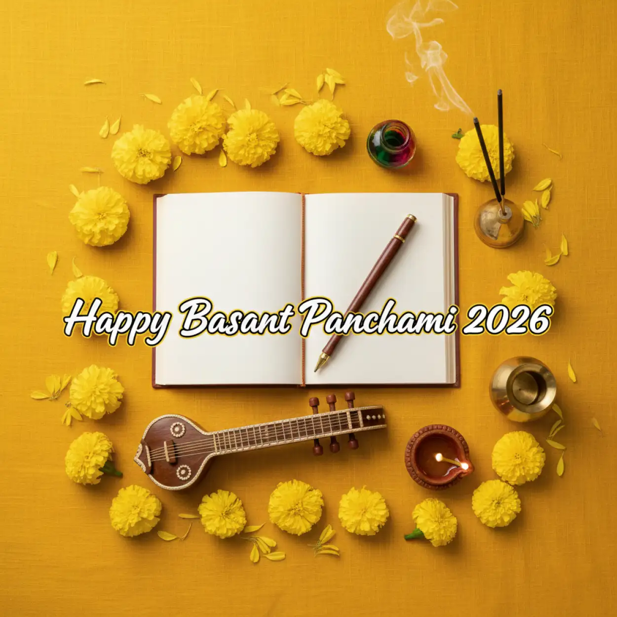 happy basant panchami 2026 calligraphy text image