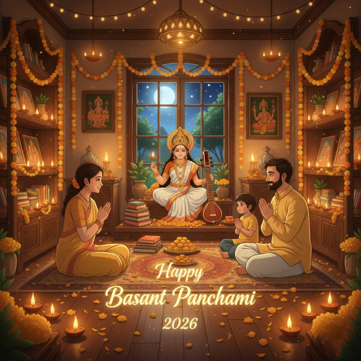 happy basant panchami 2026 puja decoration image
