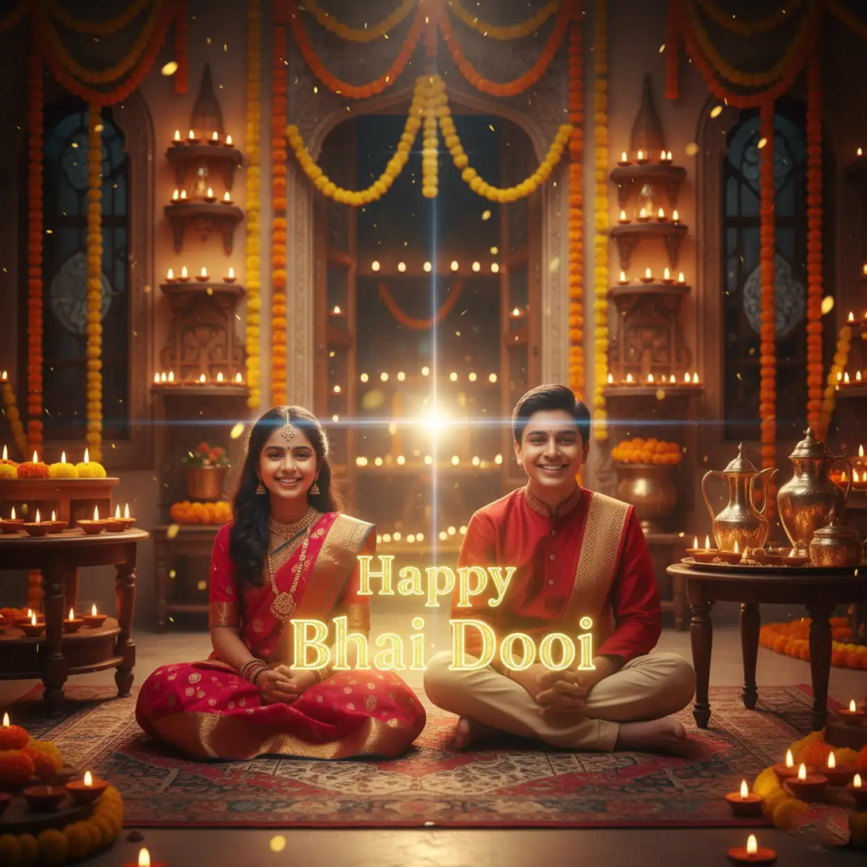 happy bhai dooj 2025 greetings card design