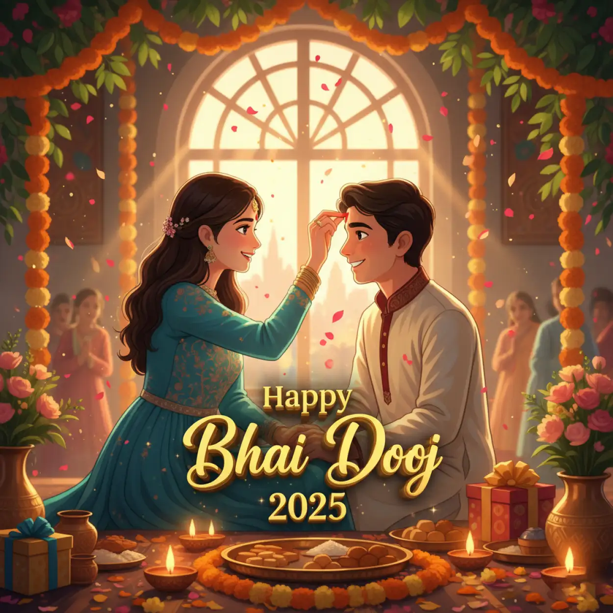 happy bhai dooj 2025 wishes hd wallpaper