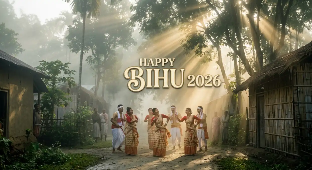Free Download Happy Bihu 2026 Wishes Greeting Text Stylish - High Quality Happy Bihu 2026 Wishes Image