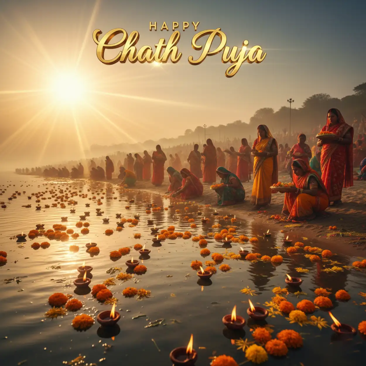 happy chhath puja 2025 3d text design download