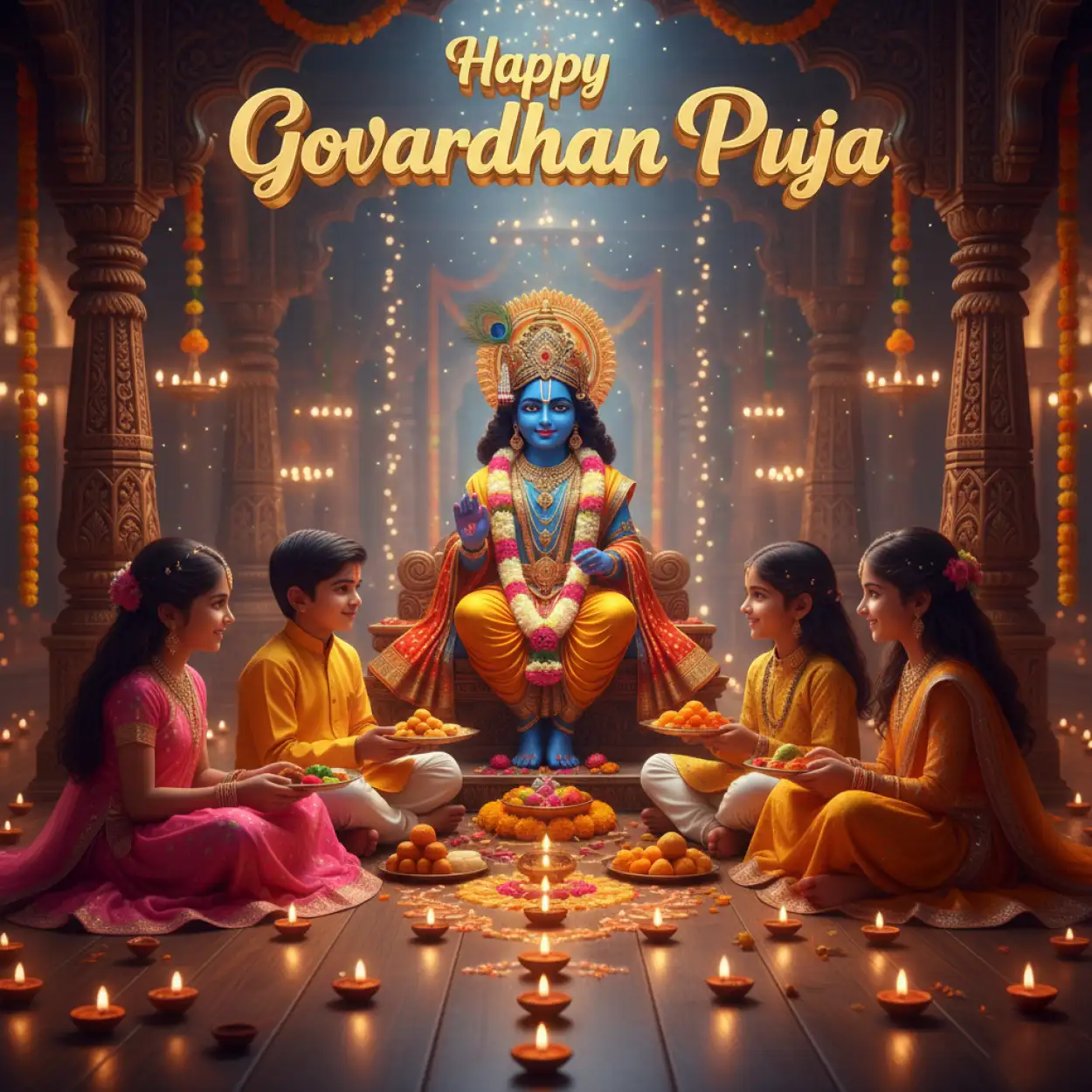 happy chhath puja 2025 3d text wallpaper with golden surya dev