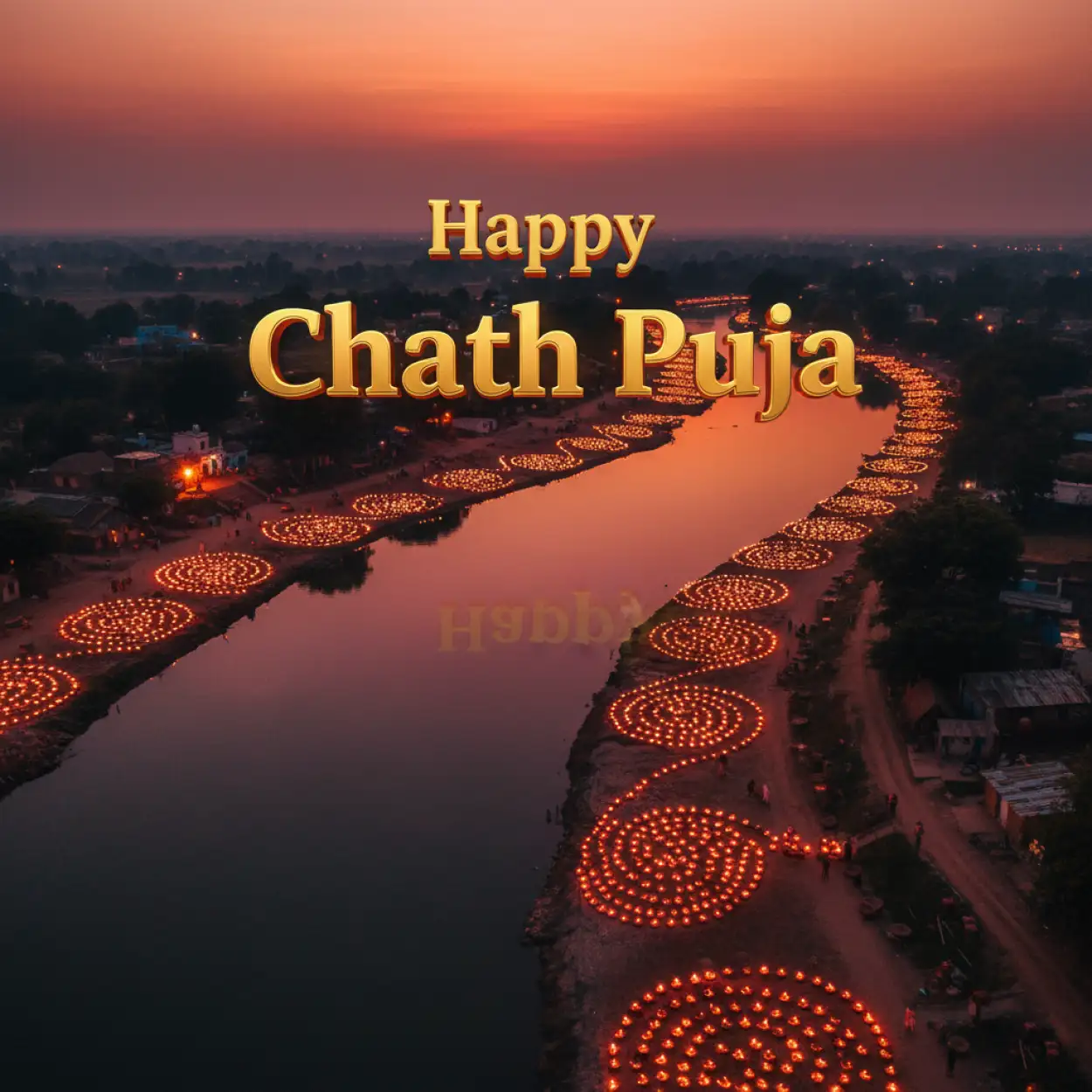 happy chhath puja 2025 poster design with banana trees