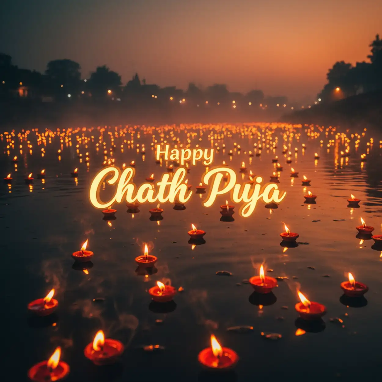 Free Download Happy Chhath Puja Greetings With Diyas And Kalash - High Quality Happy Chhath Puja Greetings Background
