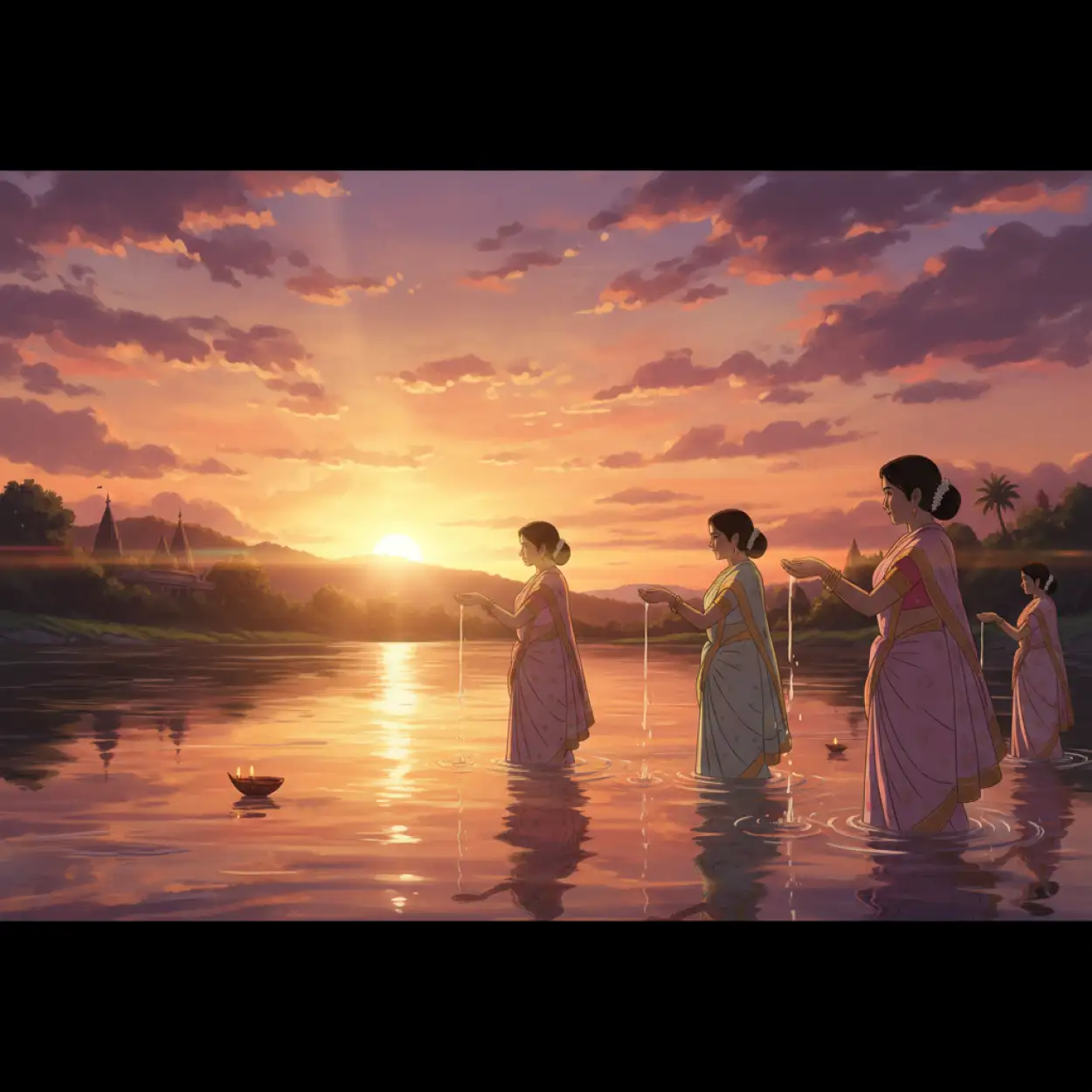 Happy Chhath Puja Greetings With Holy Water Reflection - Royalty Free Happy Chhath Puja Greetings Image | Pngmagic Free Download Happy Chhath Puja Greetings With Holy Water Reflection - High Quality Happy Chhath Puja Greetings Background