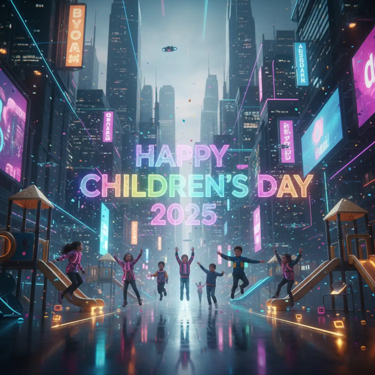 happy childrens day 2025 greeting card design free