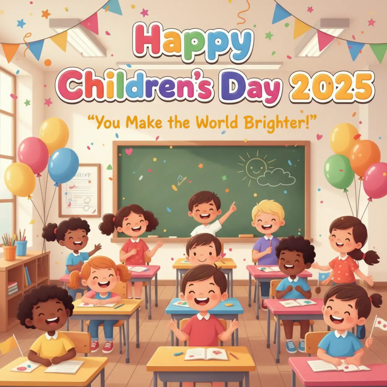 happy childrens day 2025 vector art for designers