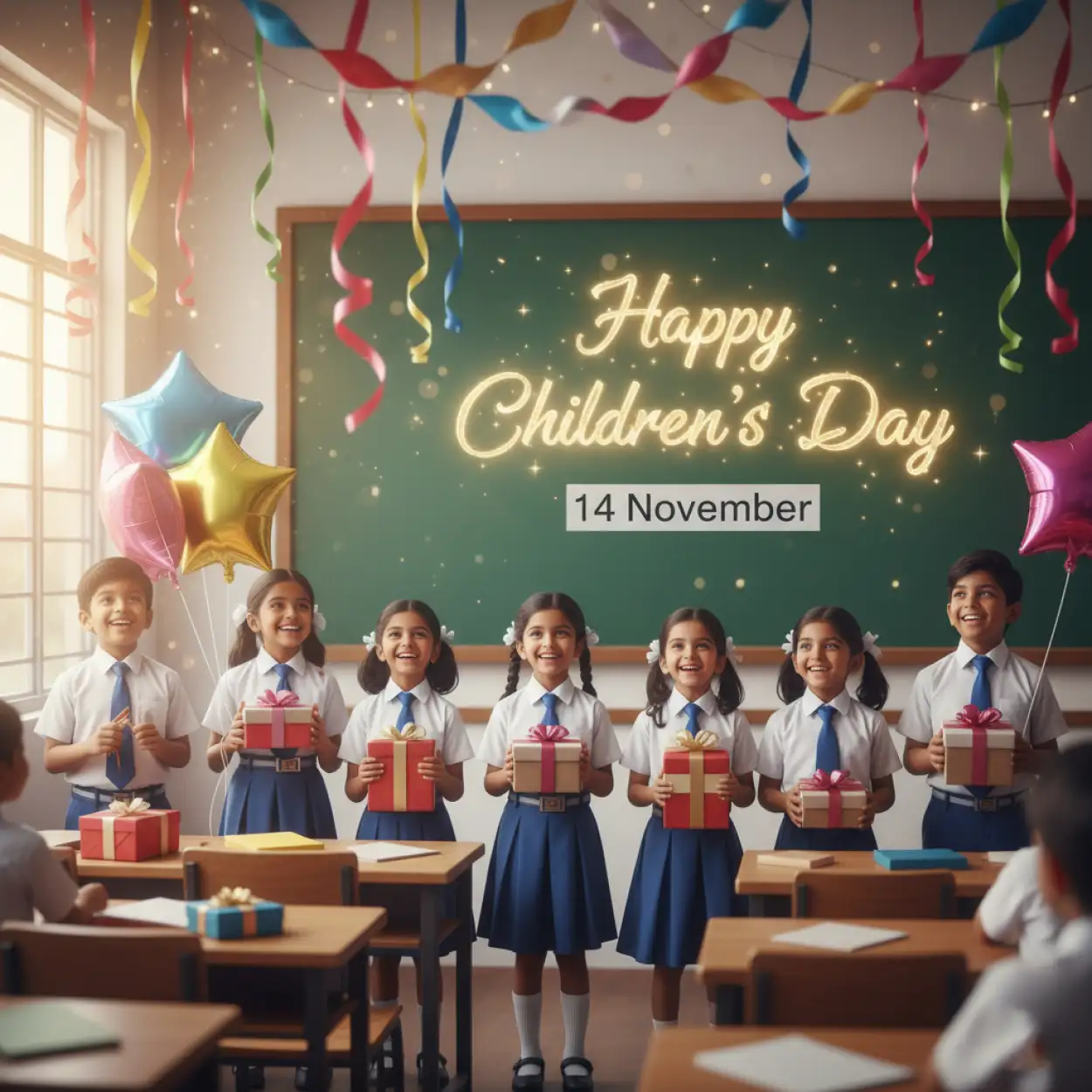 happy childrens day facebook cover photo with cute kids