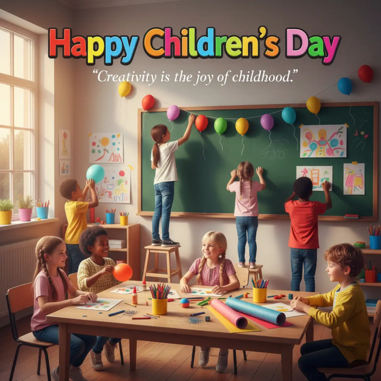 happy childrens day hd image with quote