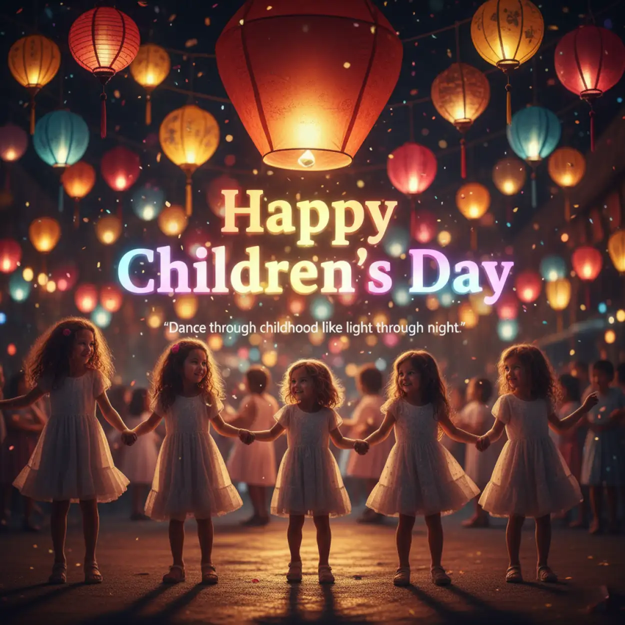 happy childrens day quotes with balloons and gifts