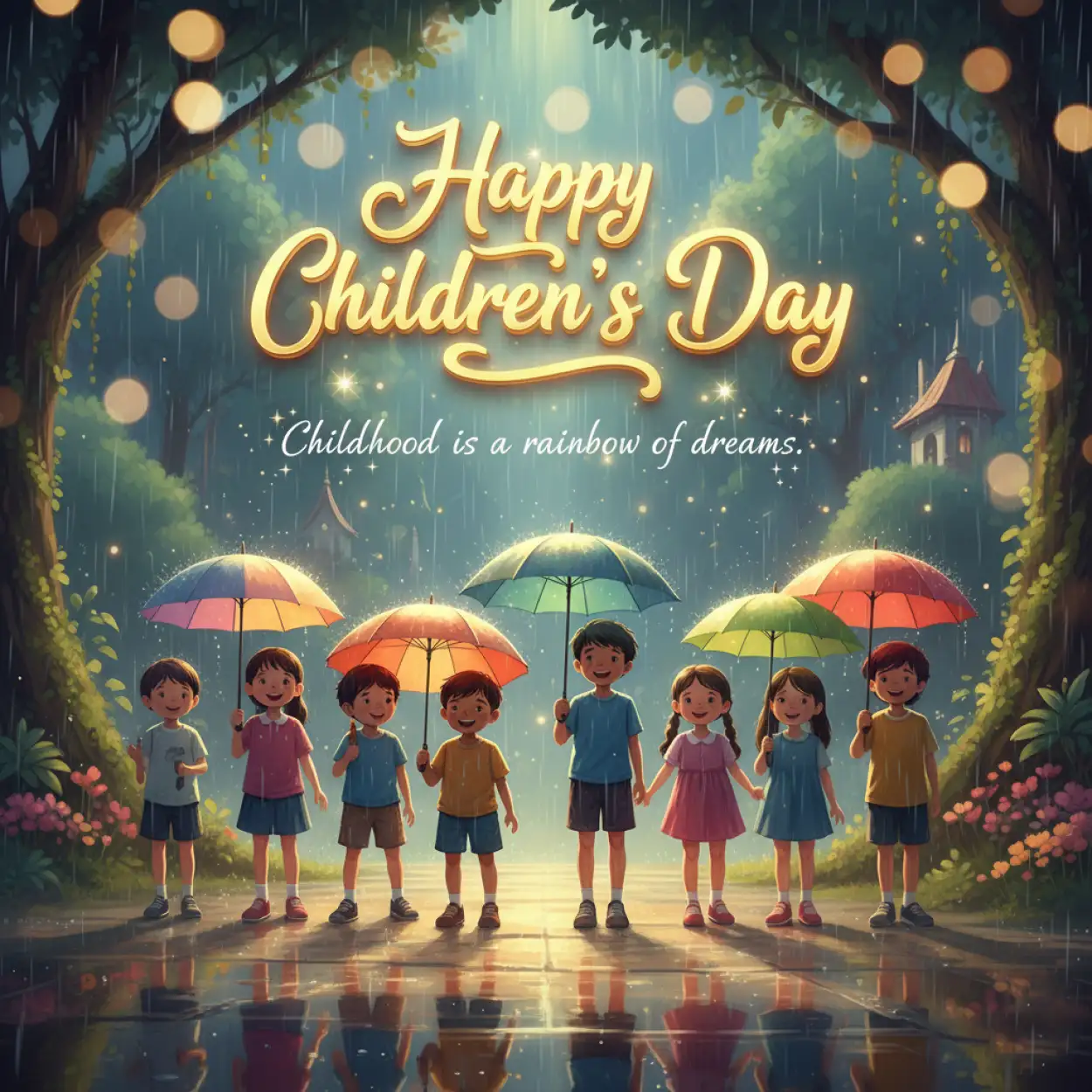 happy childrens day quotes with cartoon character design