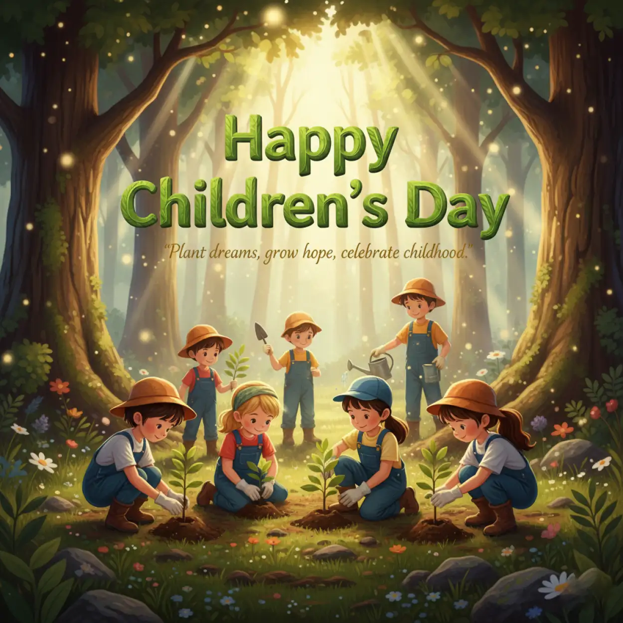 happy childrens day quotes with cartoon kids images