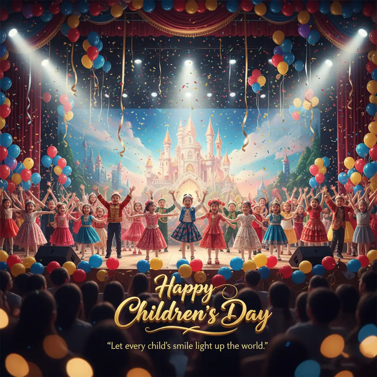 happy childrens day quotes with vector background