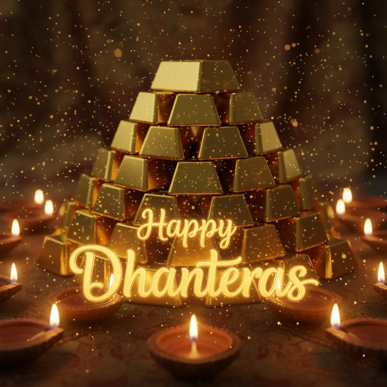 happy dhanteras golden text wallpaper