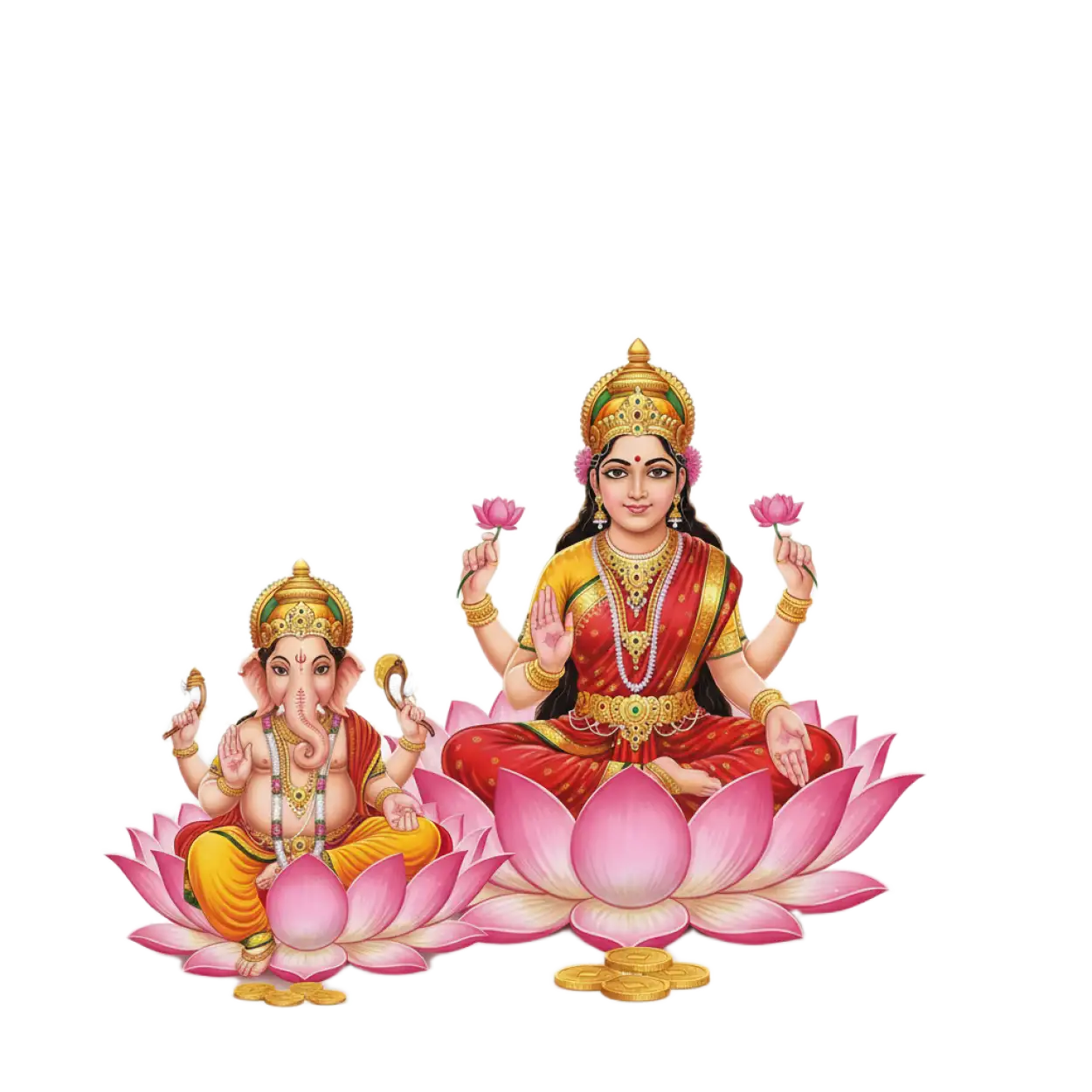 happy dhanteras png of lord ganesha and lakshmi