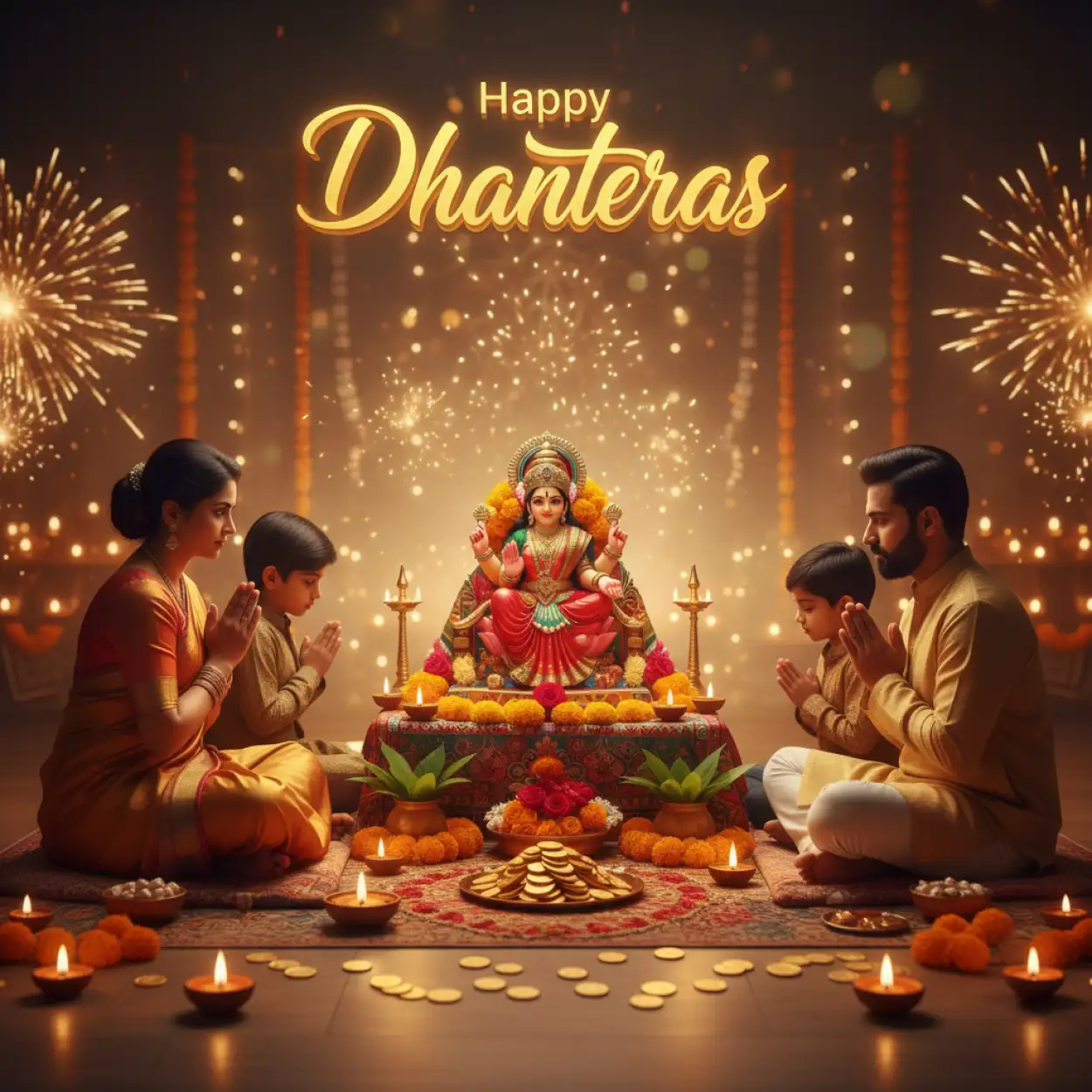 Free Download Happy Dhanteras Wishes In Bengali Script - High Quality Happy Dhanteras Background