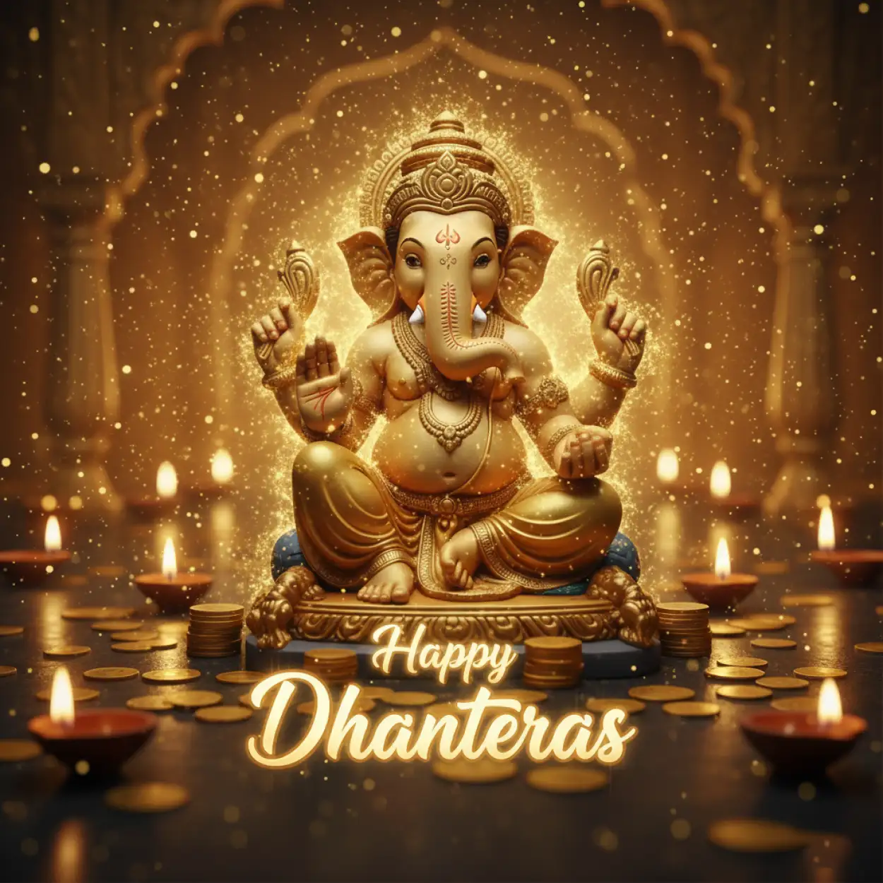 Free Download Happy Dhanteras Wishes With Ganesh Photo - High Quality Happy Dhanteras Background