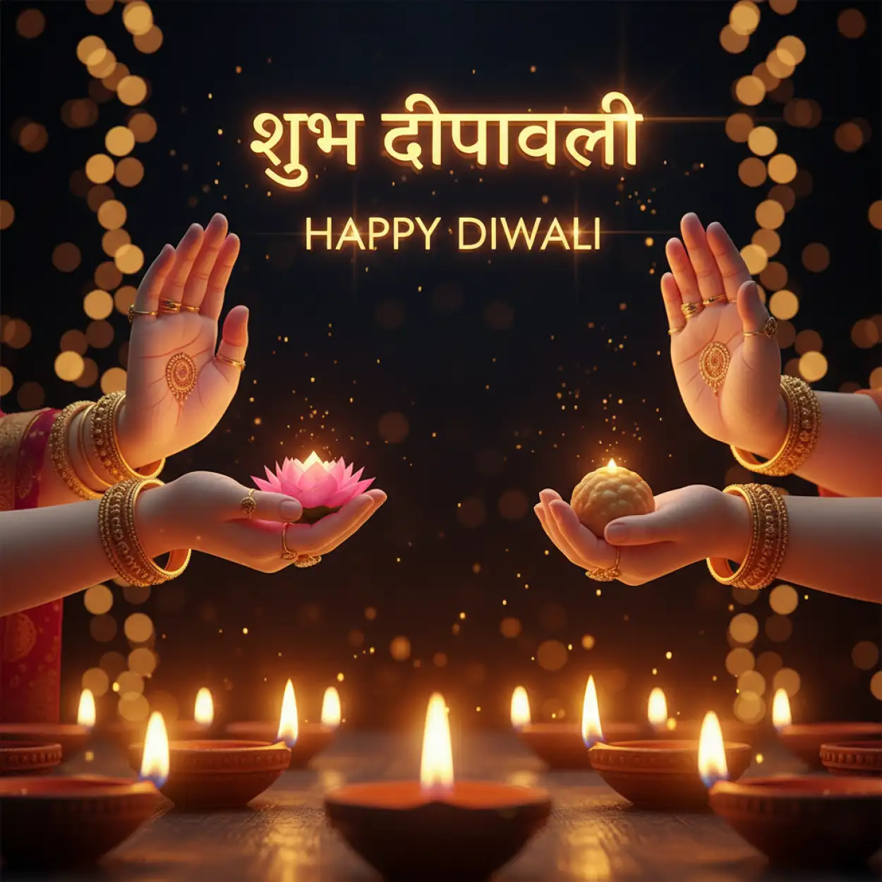 happy diwali 2025 image with lakshmi ganesh blessing