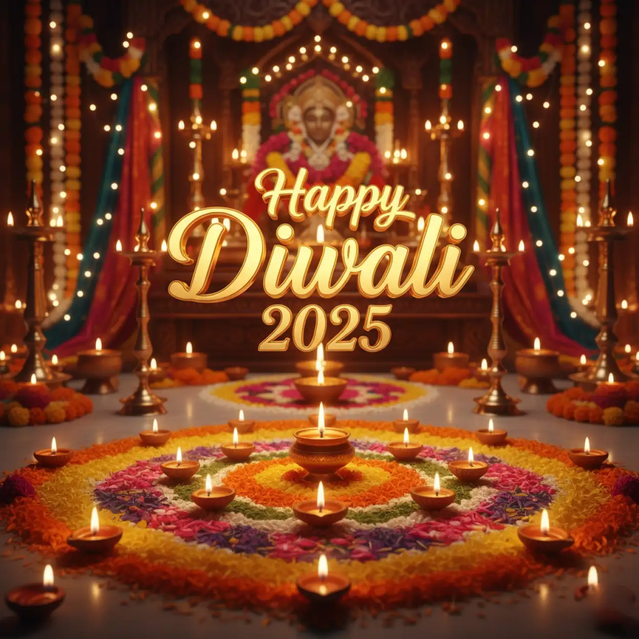 happy diwali 2025 rangoli design with colors