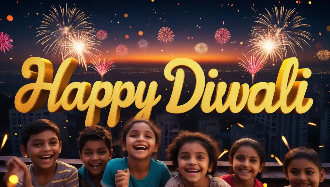 happy diwali message with light effects