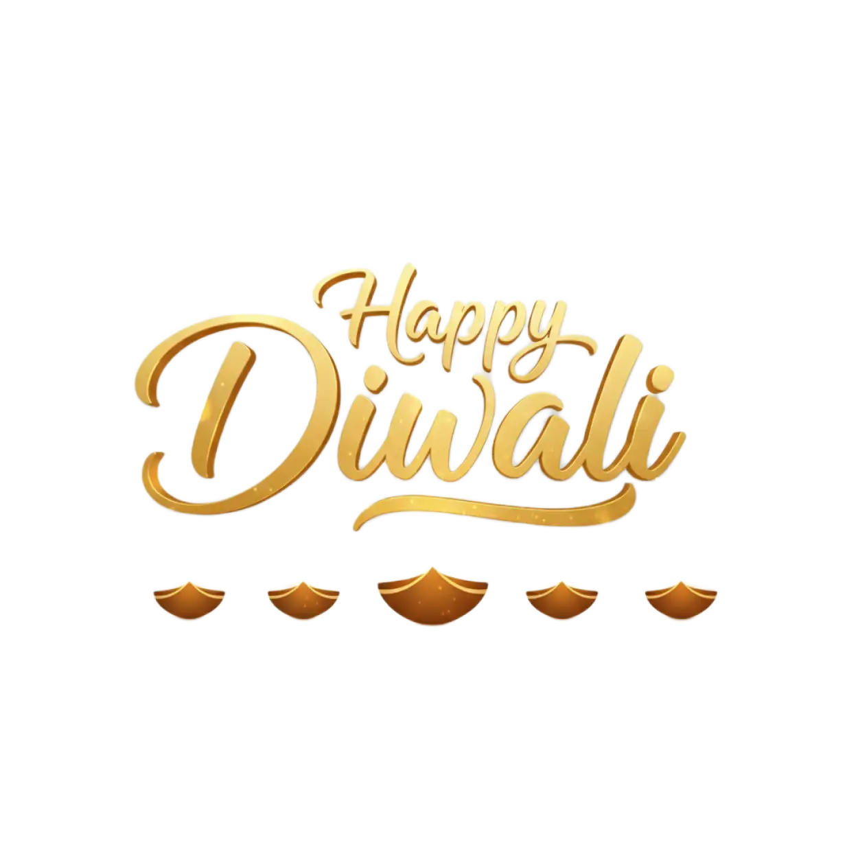 happy diwali png text design in golden color