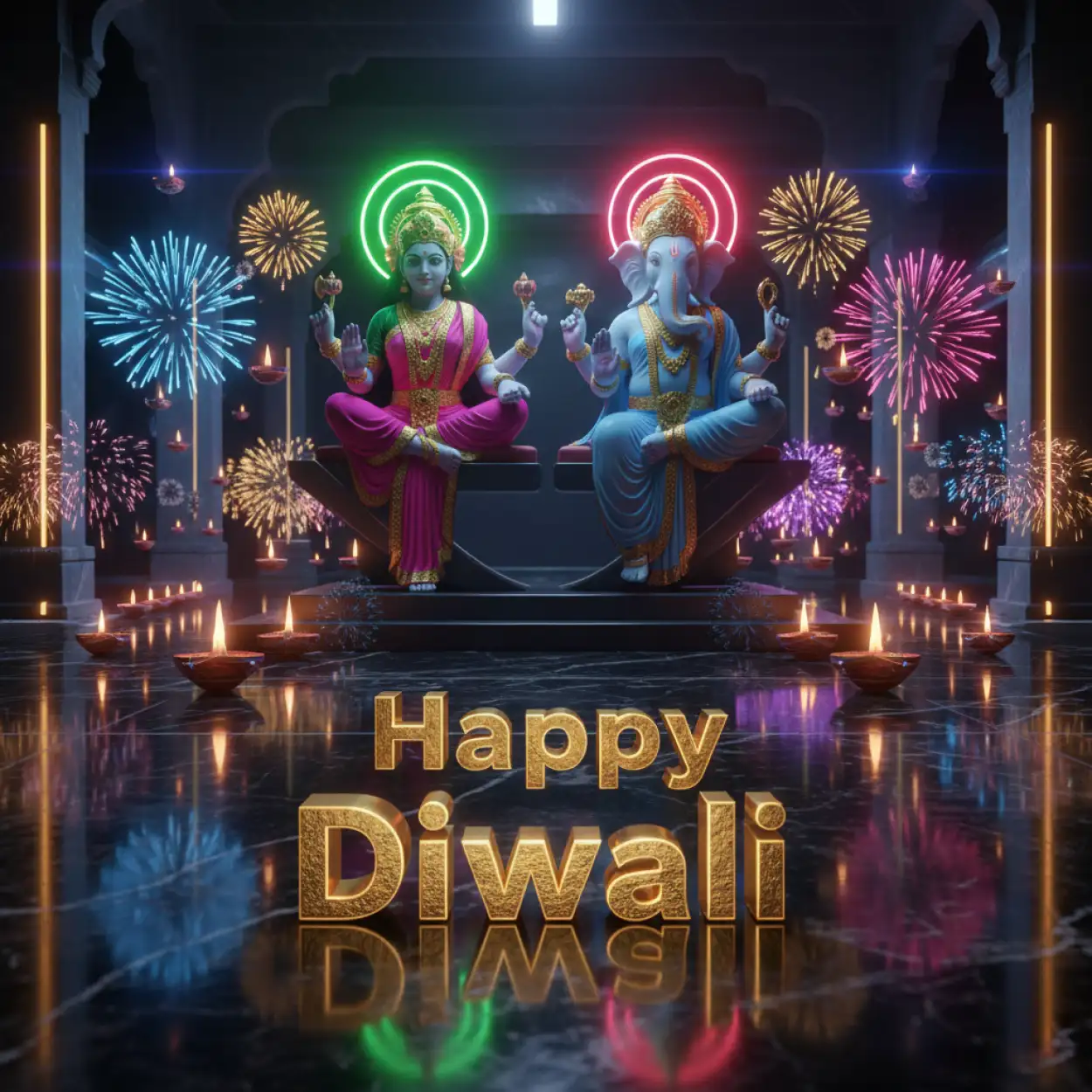 happy diwali quotes with lakshmi ganesh image
