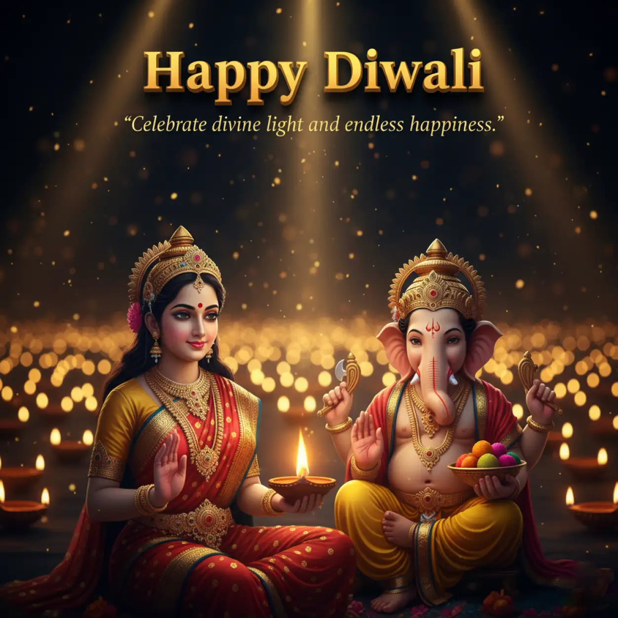 happy diwali quotes with lamp and diya background