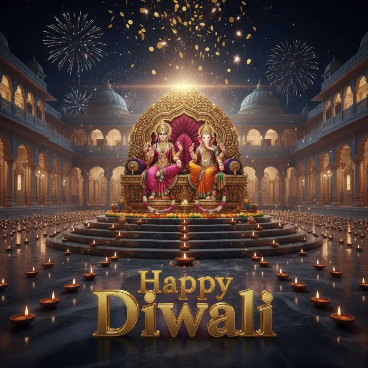 happy diwali whatsapp status with lakshmi ganesh image