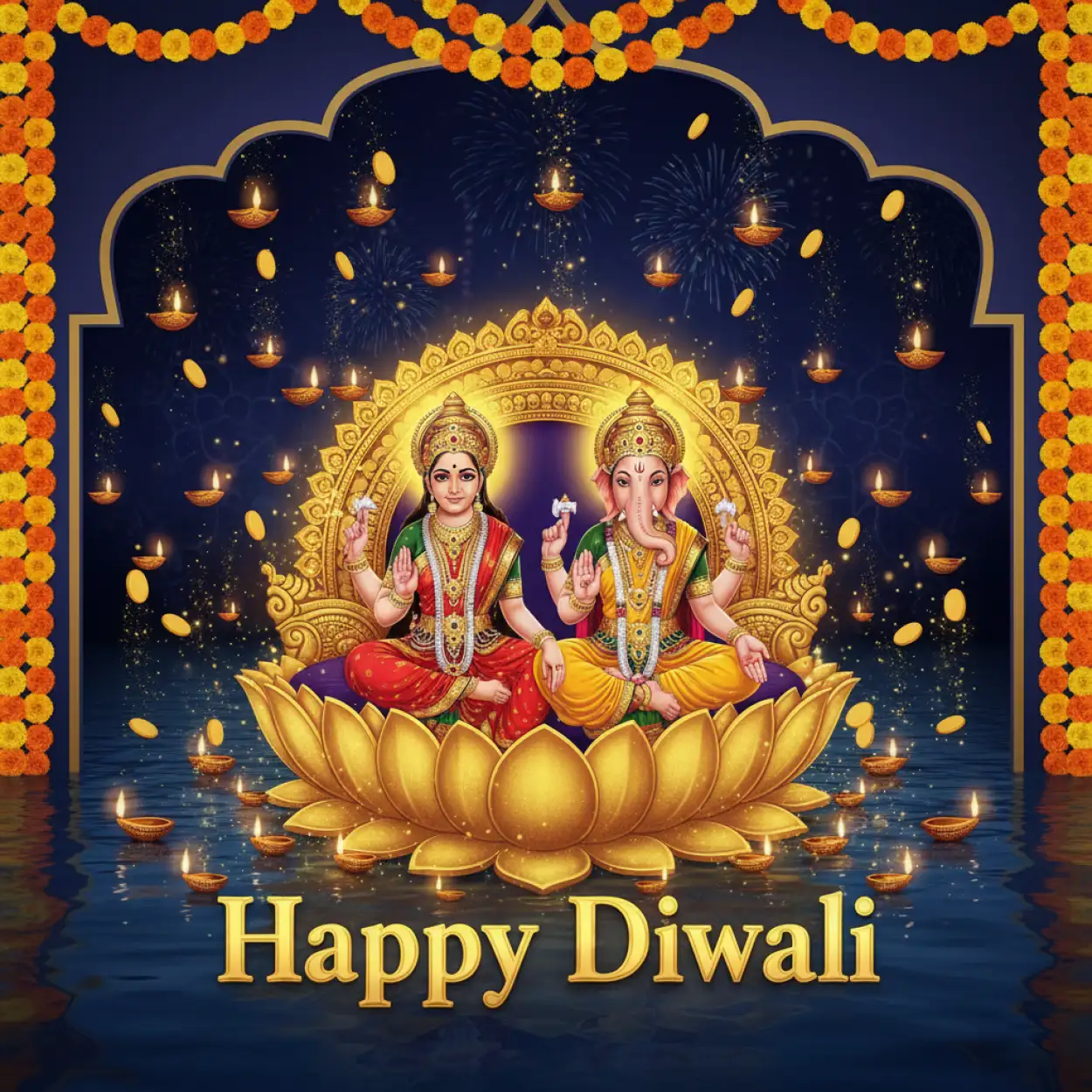 happy diwali with lakshmi ganesh for instagram post