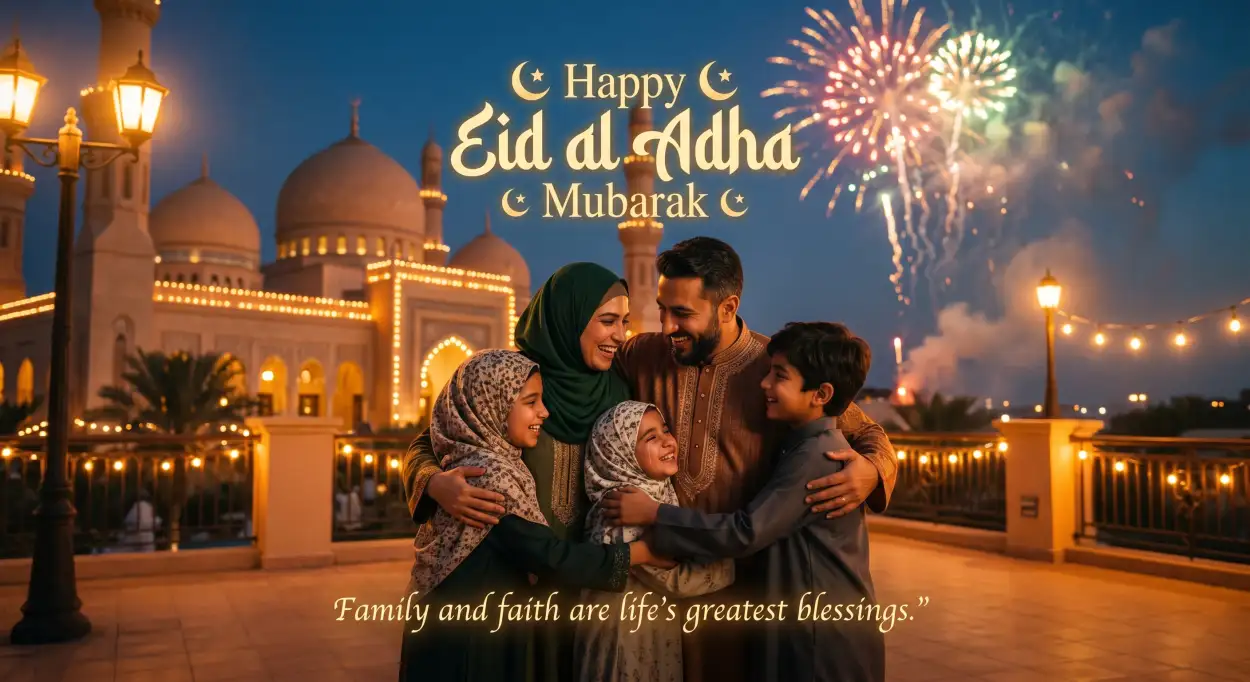 Free Download Happy Eid Al Adha Family Blessing Quotes - High Quality Happy Eid Al Adha With Quotes Image