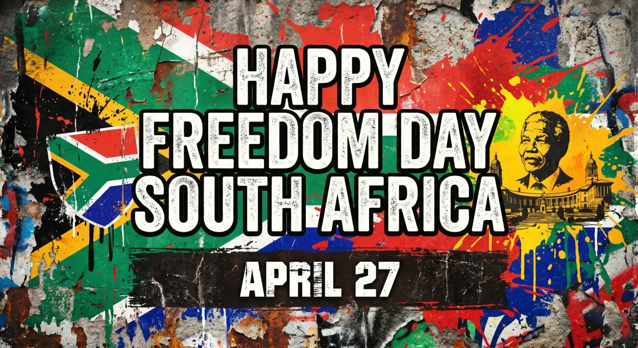 Free Download Happy Freedom Day South Africa Banner Captions Typography 2026 - High Quality Happy Freedom Day South Africa Wishes 2026 Image