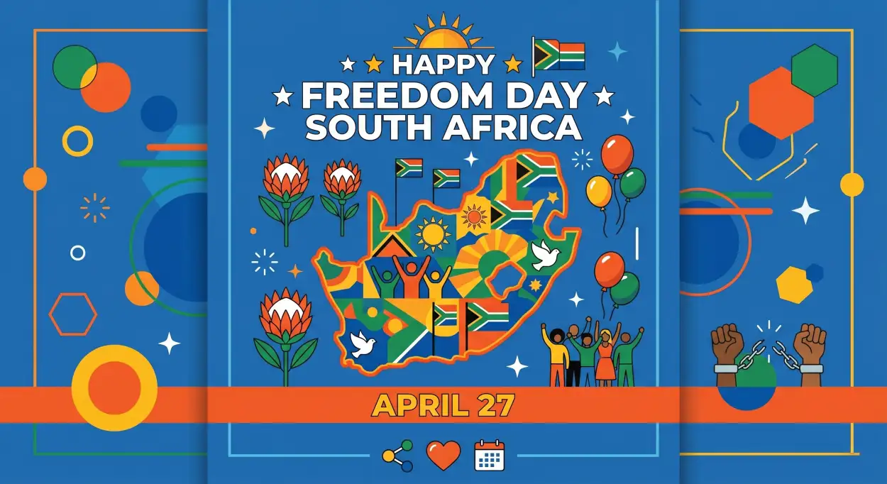 Free Download Happy Freedom Day South Africa Design Text Png 2026 - High Quality Happy Freedom Day South Africa Wishes 2026 Transparent PNG
