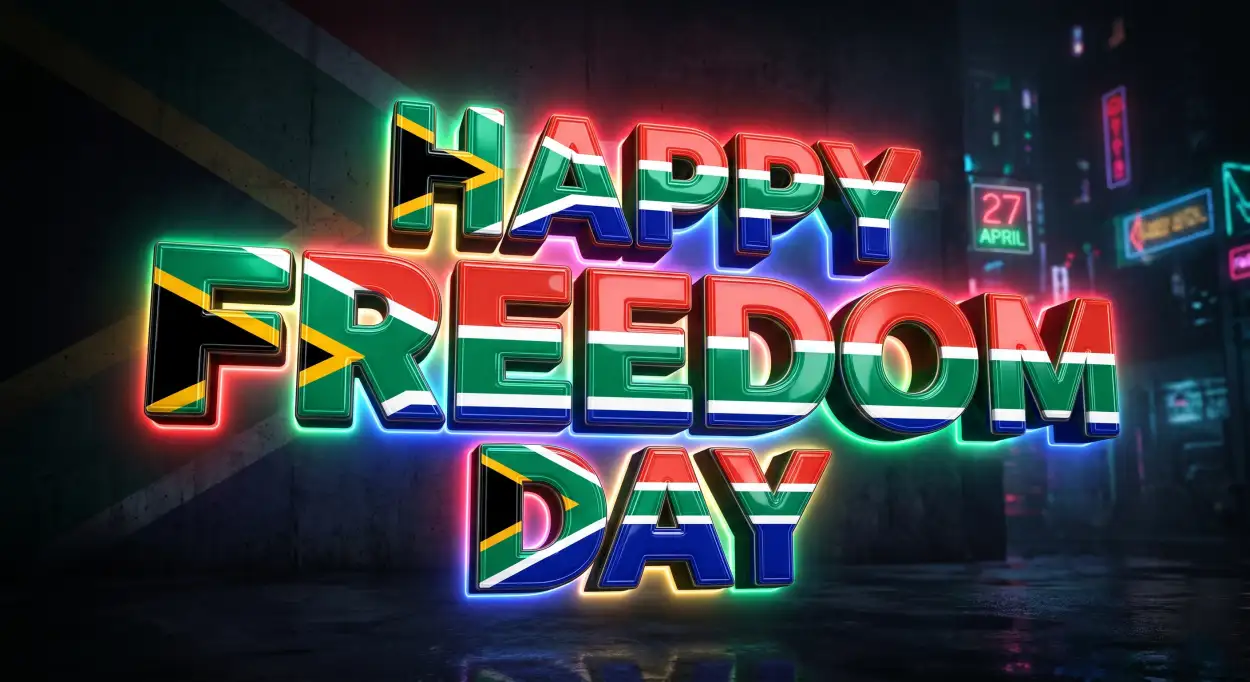 Free Download Happy Freedom Day South Africa Png Download Design Text 2026 - High Quality Happy Freedom Day South Africa Wishes 2026 Transparent PNG
