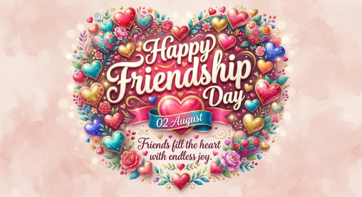 Free Download Happy Friendship Day 2026 With Hearts - High Quality Happy Friendship Day 2026 Image