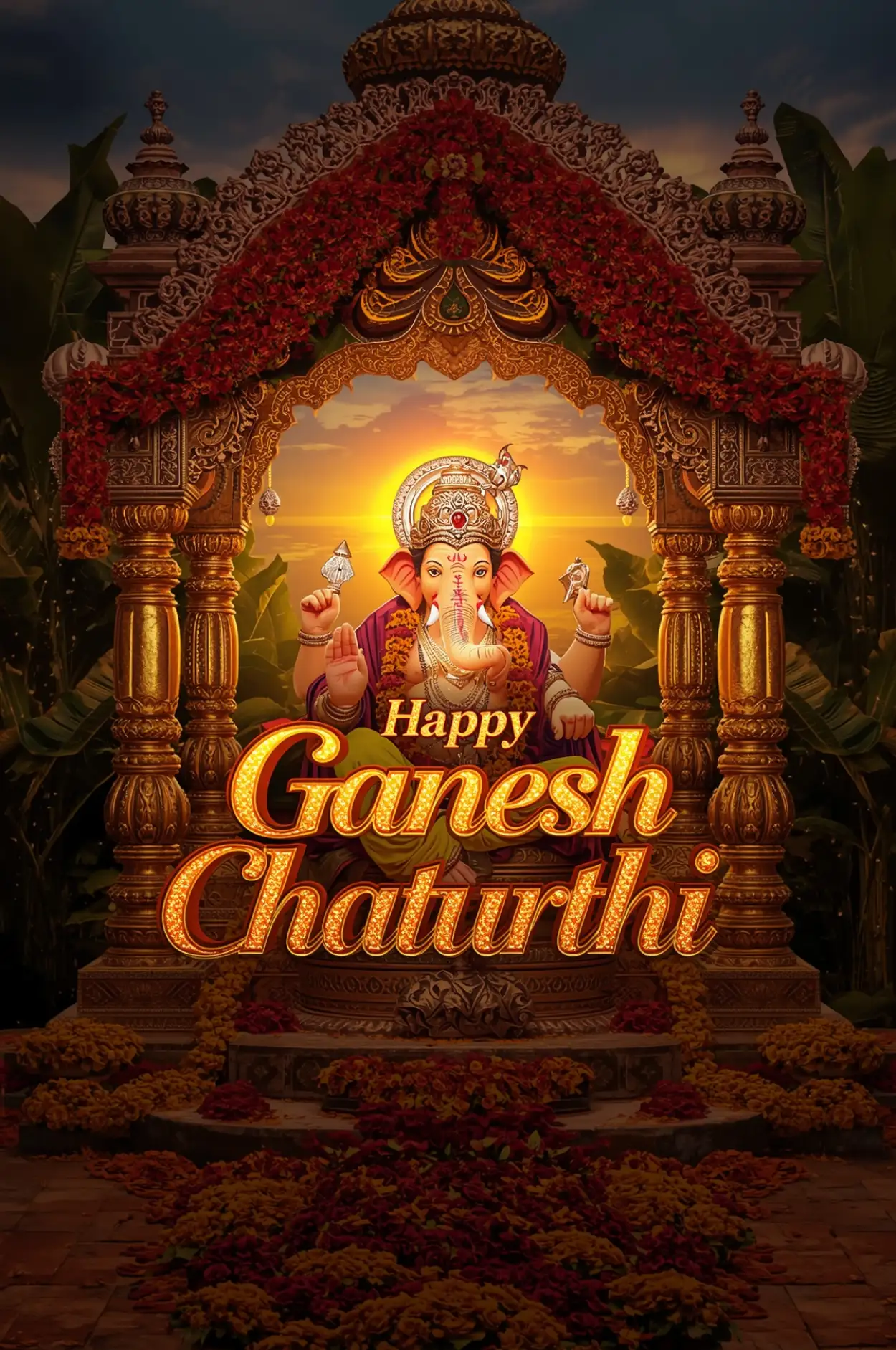 Happy Ganesh Chaturthi 2025 digital invitation card