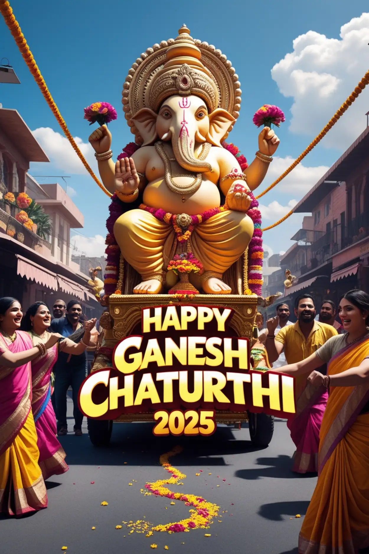 Happy Ganesh Chaturthi 2025 school celebration poster