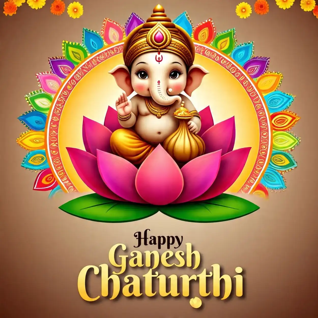 Happy Ganesh Chaturthi wishes greeting card design