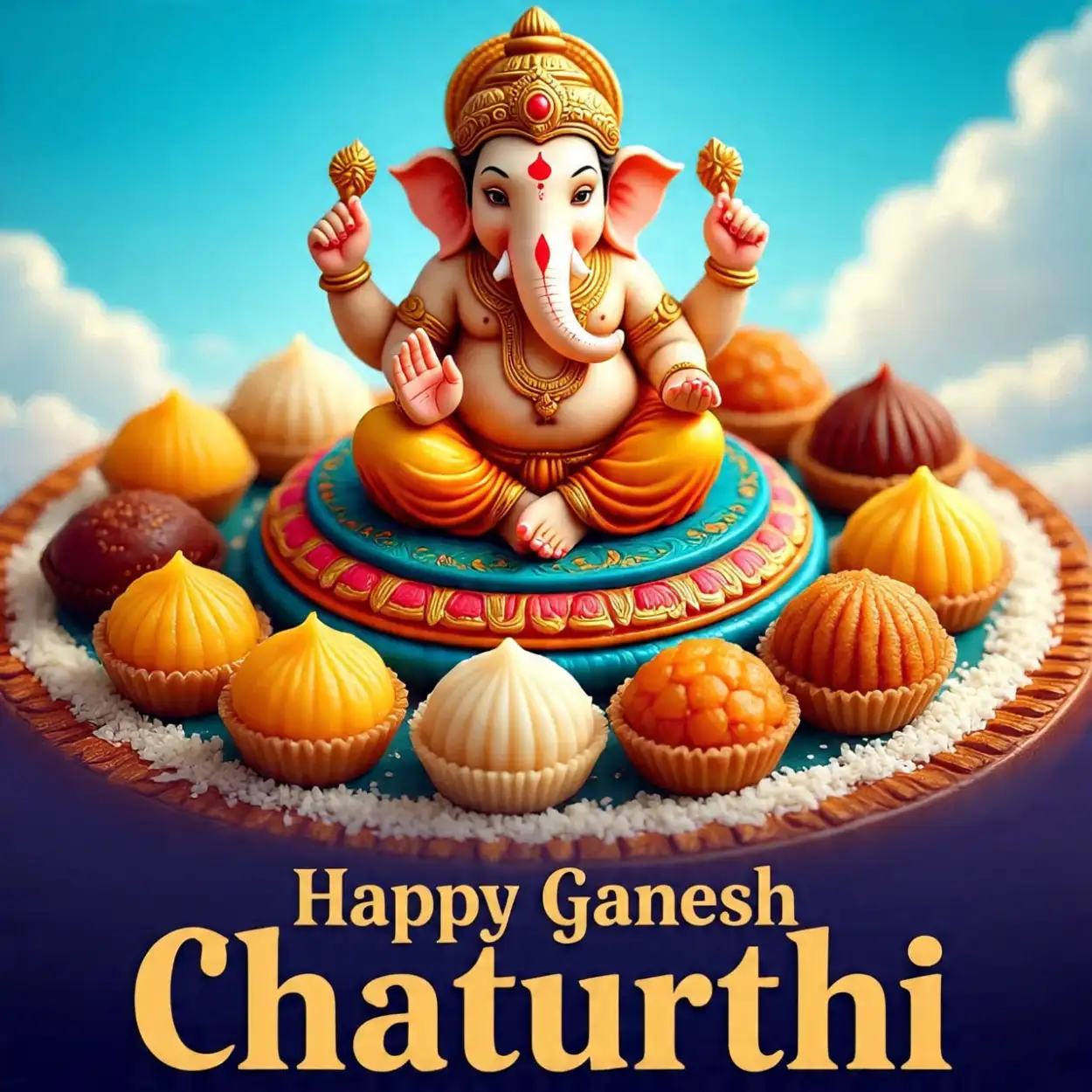 Happy Ganesh Chaturthi wishes with flowers images