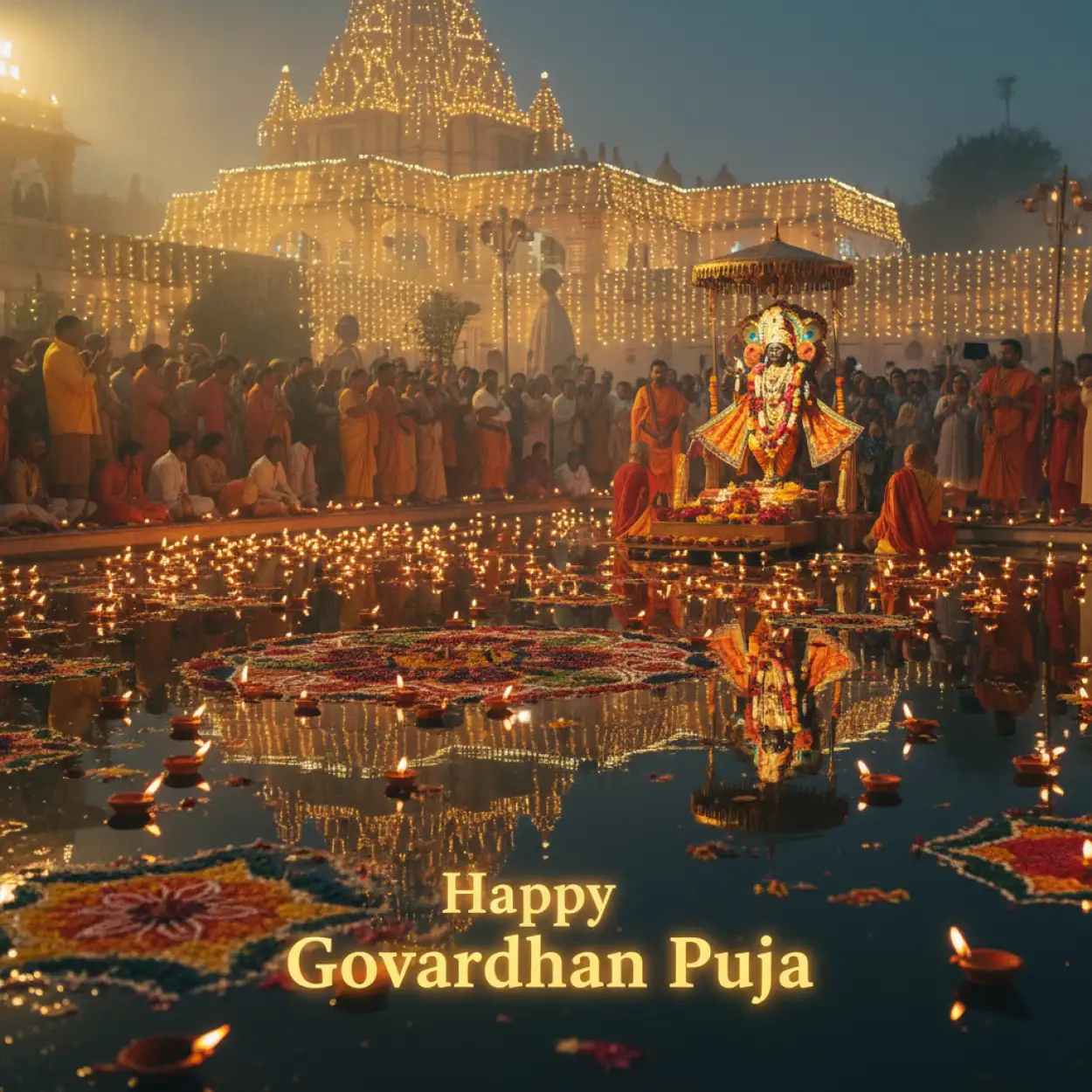 happy govardhan puja 2025 banner design in vector style
