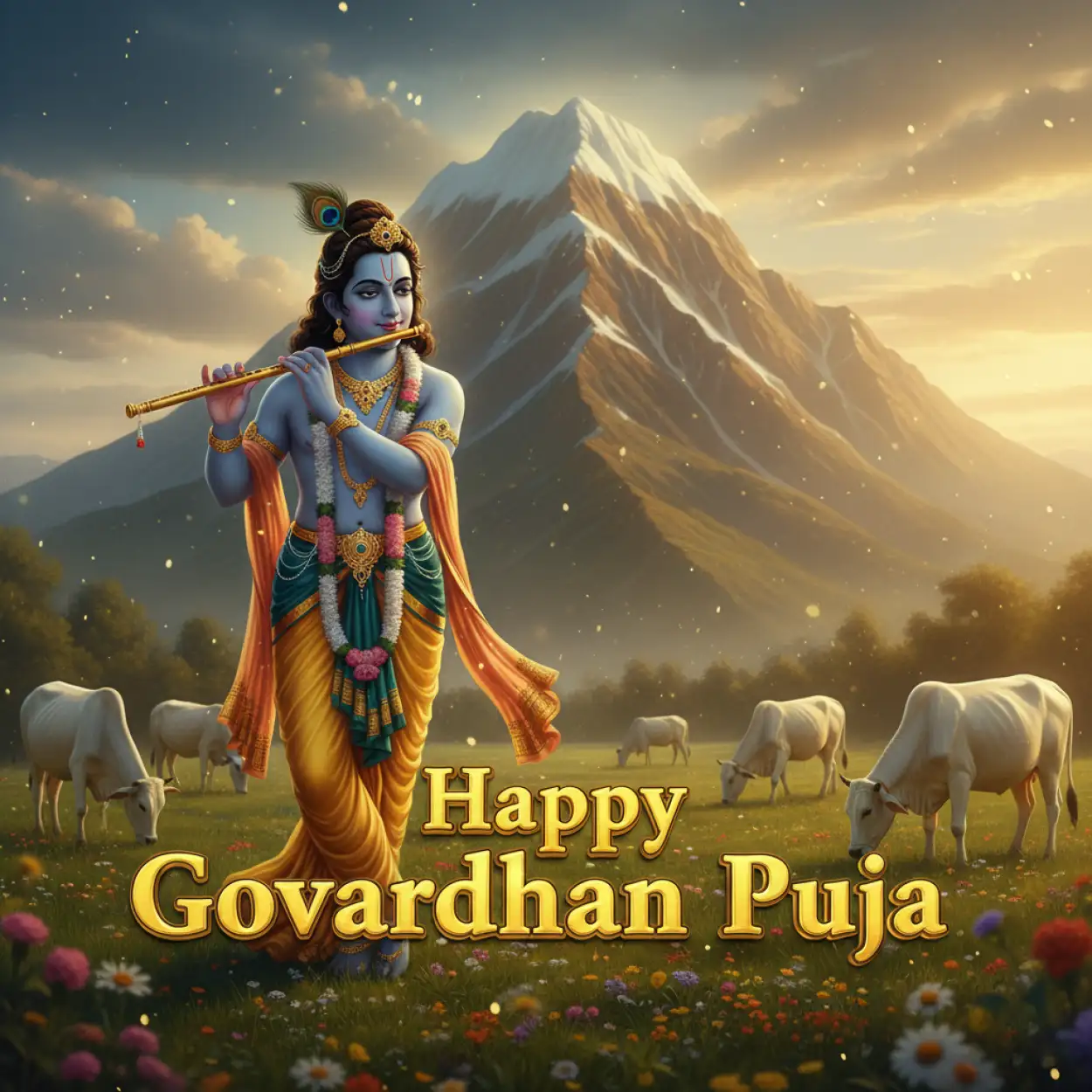 Free Download Happy Govardhan Puja Blessings Quotes In Hindi Font - High Quality Happy Govardhan Puja Background
