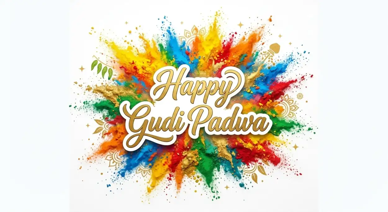happy gudi padwa wishes colorful greeting background