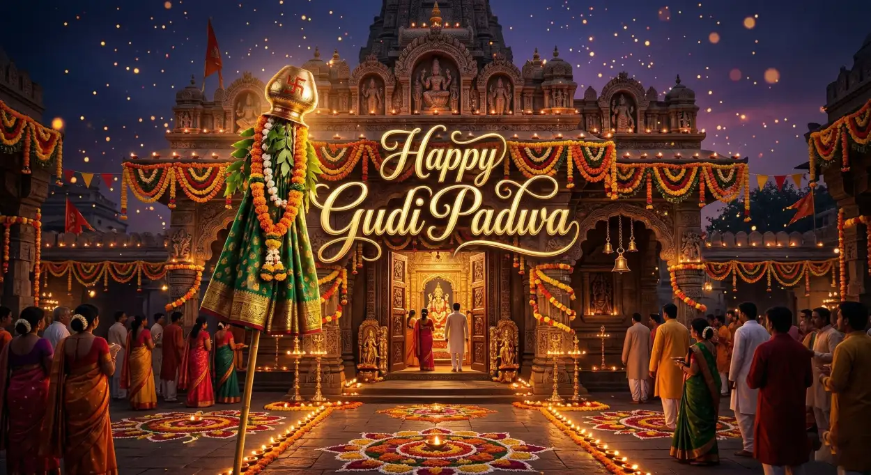 happy gudi padwa wishes traditional festival poster