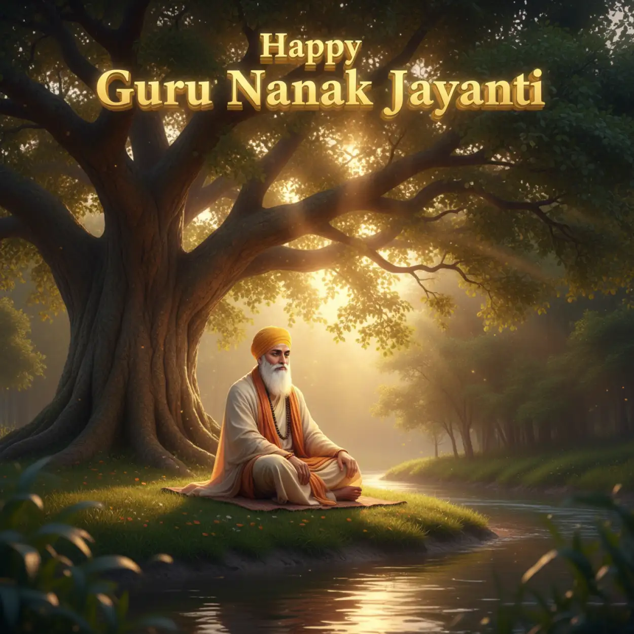 happy guru nanak jayanti hd png in golden temple background